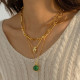 Adjustable Long Link Necklace Chunky Link Chain Silver & Gold Layer Necklace